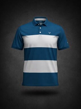Callaway Opti-Dri Golf Polo XL Blue White Striped Performance Athletic Shirt